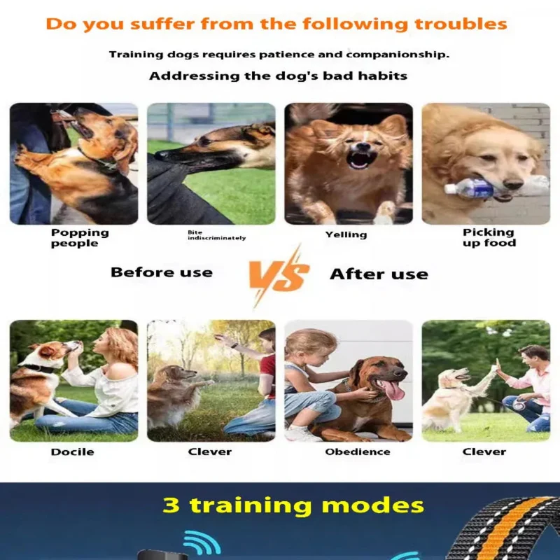 Waterproof Remote Control Bark Stopper Dog Training Electric Shock Collar