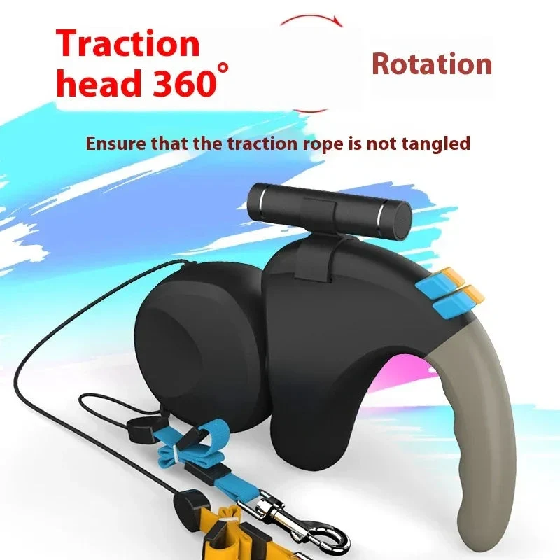 Retractable LED Light Double-Headed Dog Leash