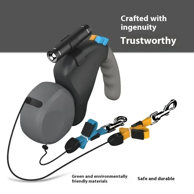 Retractable LED Light Double-Headed Dog Leash