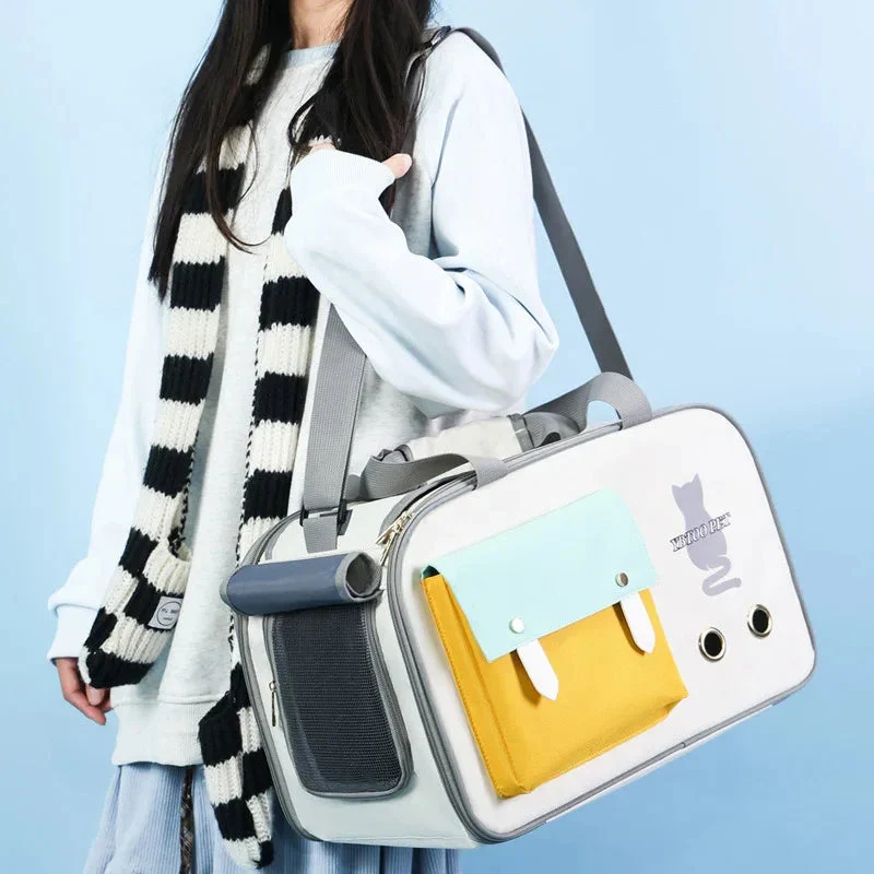 Outdoor Portable Pet Shoulder Bag Large Capacity Breathable Cat Carrying Bag