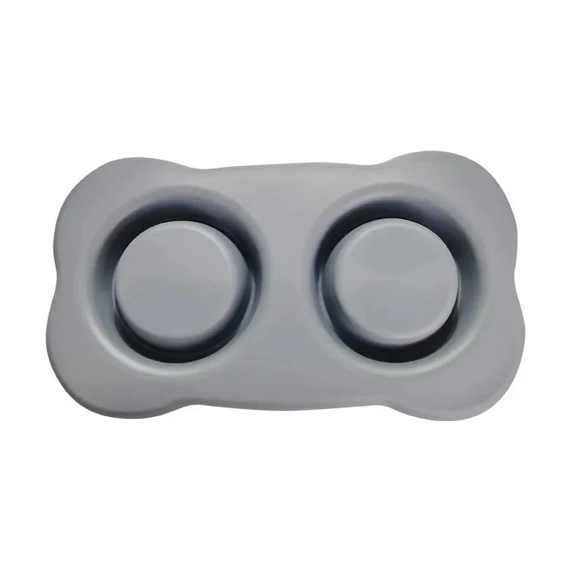 Large Silicone Pet Bowl Double Stainless Steel Dog Bowl