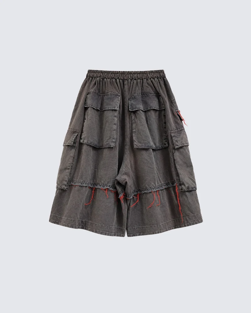 American-Style Patchwork Ripped Jeans With Frayed Edges