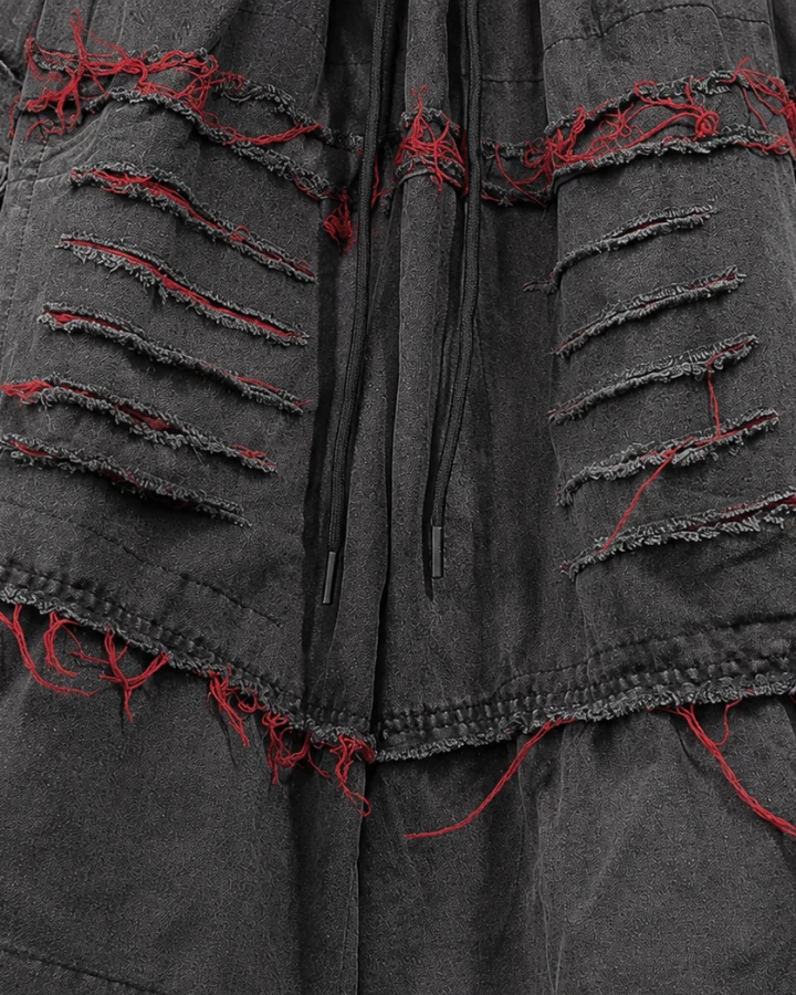 American-Style Patchwork Ripped Jeans With Frayed Edges