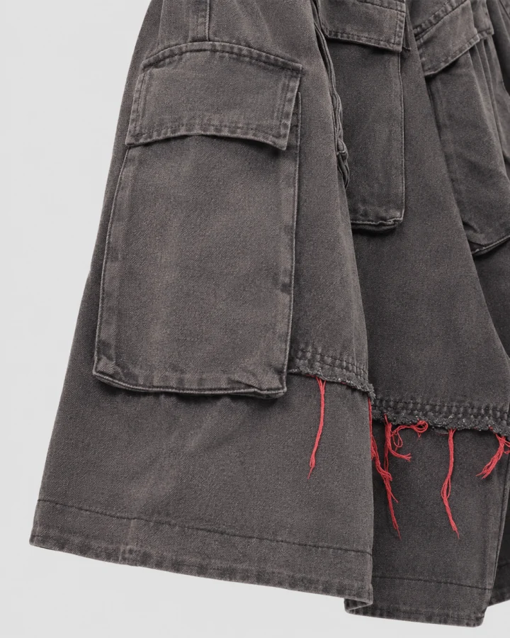 American-Style Patchwork Ripped Jeans With Frayed Edges
