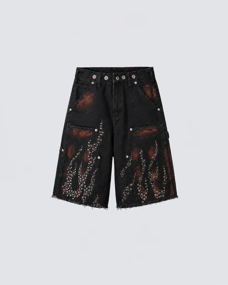 American Retro Short Hellstar Denim Straight Leg Shorts
