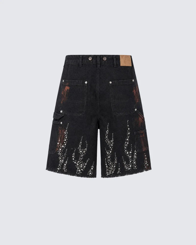 American Retro Short Hellstar Denim Straight Leg Shorts
