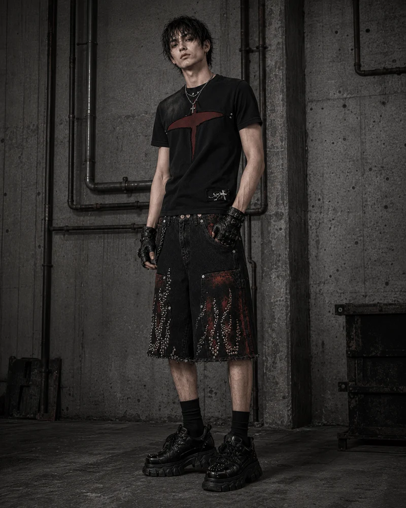 American Retro Short Hellstar Denim Straight Leg Shorts