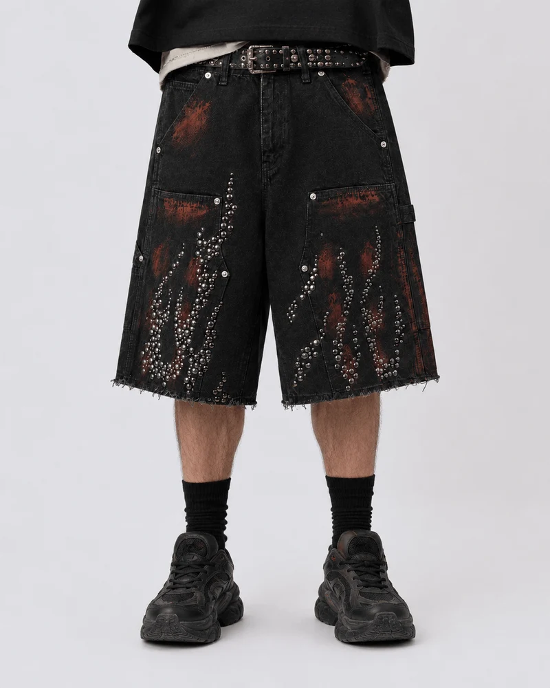 American Retro Short Hellstar Denim Straight Leg Shorts