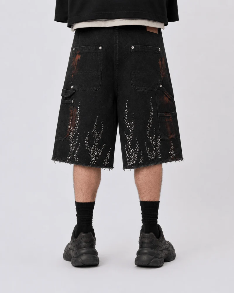 American Retro Short Hellstar Denim Straight Leg Shorts
