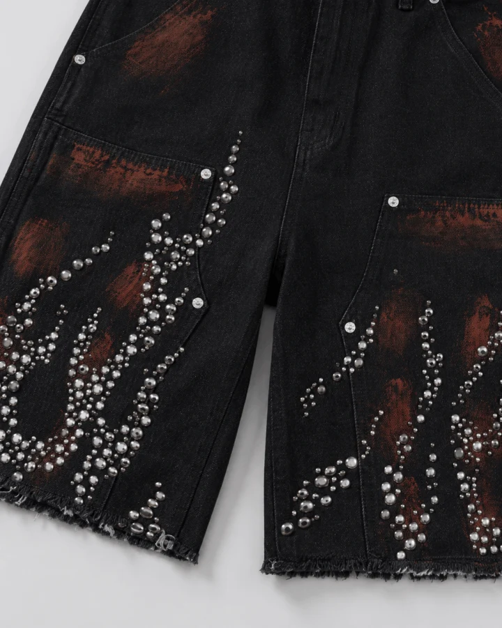 American Retro Short Hellstar Denim Straight Leg Shorts