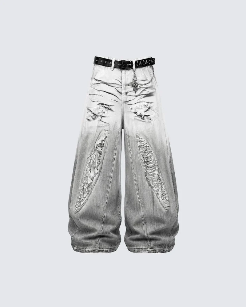 KIIKIO Wasteland Distressed Scimitar Jeans