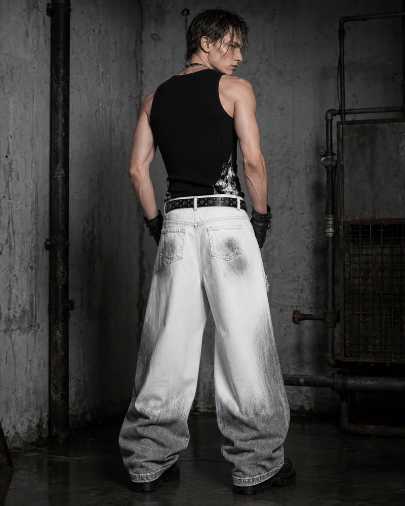KIIKIO Wasteland Distressed Scimitar Jeans