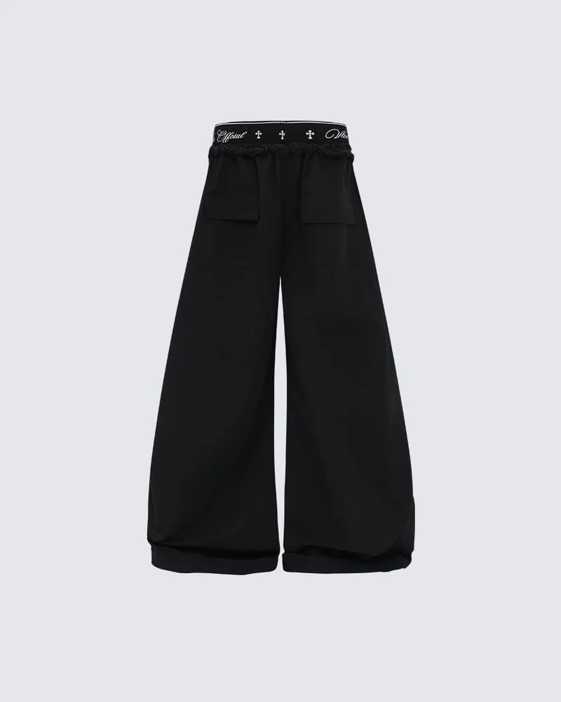 KIIKIO Retro Cross-Waistband Parachute Pants