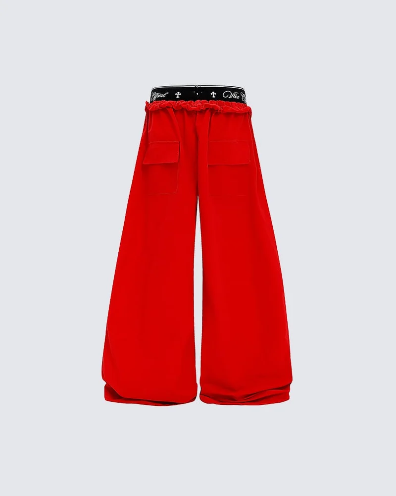 KIIKIO Retro Cross-Waistband Parachute Pants