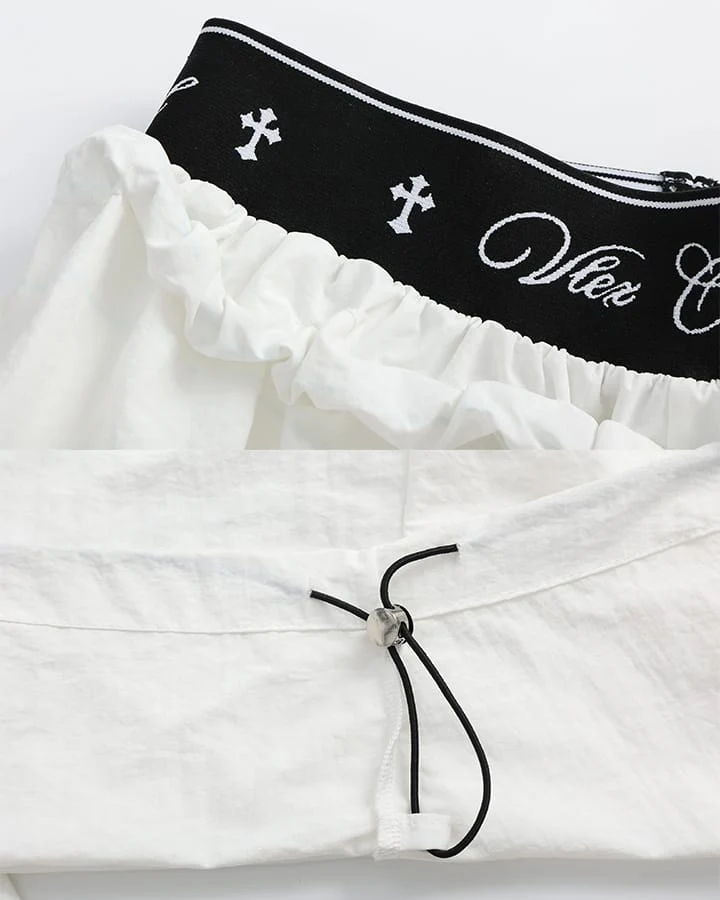 KIIKIO Retro Cross-Waistband Parachute Pants