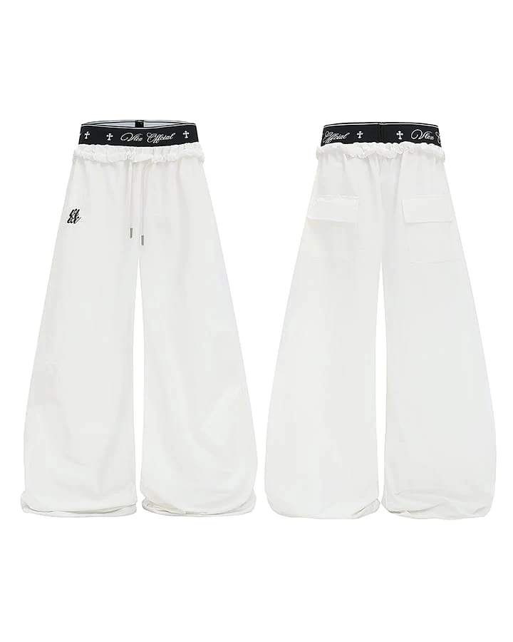 KIIKIO Retro Cross-Waistband Parachute Pants