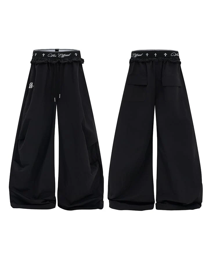 KIIKIO Retro Cross-Waistband Parachute Pants