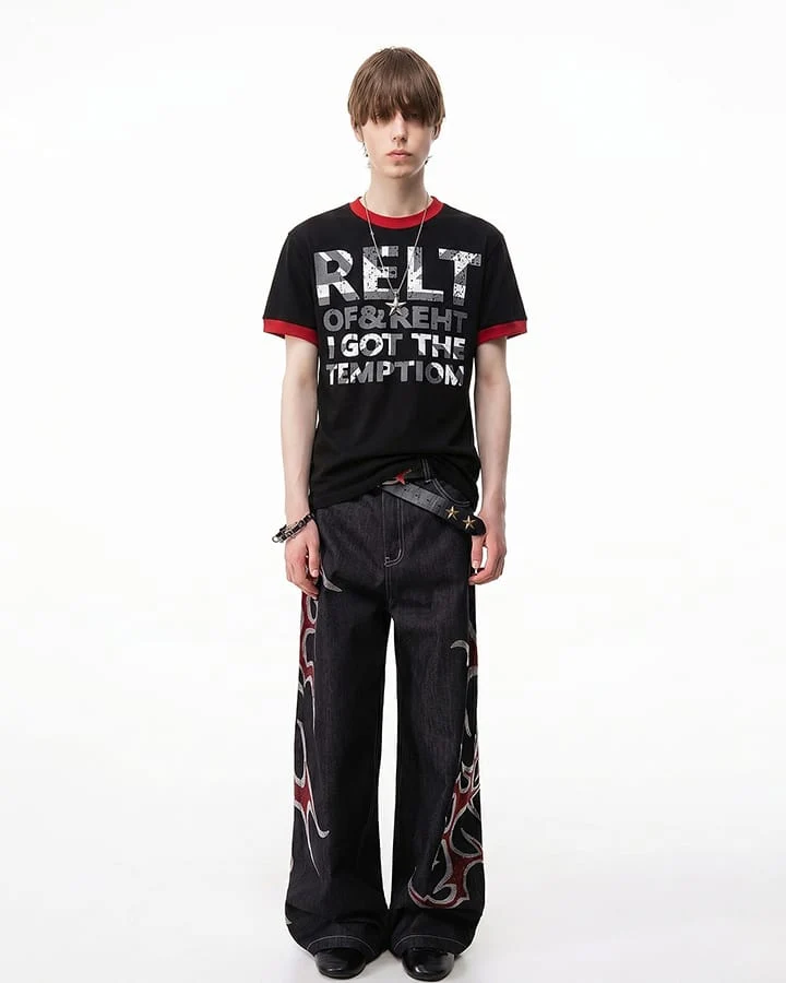 American Vintage Contrast Ringer Graphic T-Shirt New