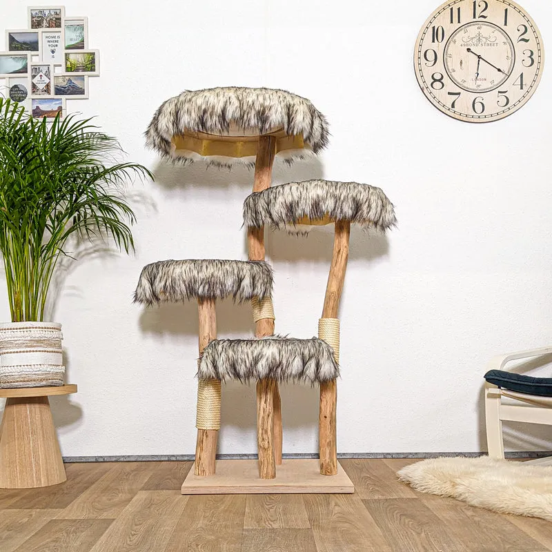 Naturkratzbaum 4252 Kratzbaum Natur Holz Design 145 cm hoch Katzenbaum