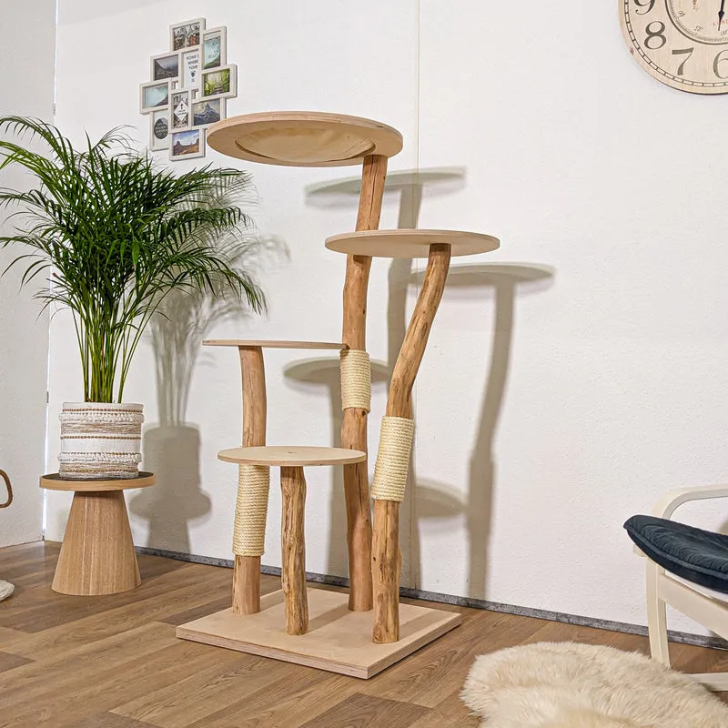 Naturkratzbaum 4252 Kratzbaum Natur Holz Design 145 cm hoch Katzenbaum
