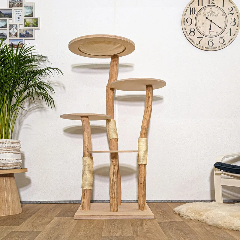 Naturkratzbaum 4252 Kratzbaum Natur Holz Design 145 cm hoch Katzenbaum