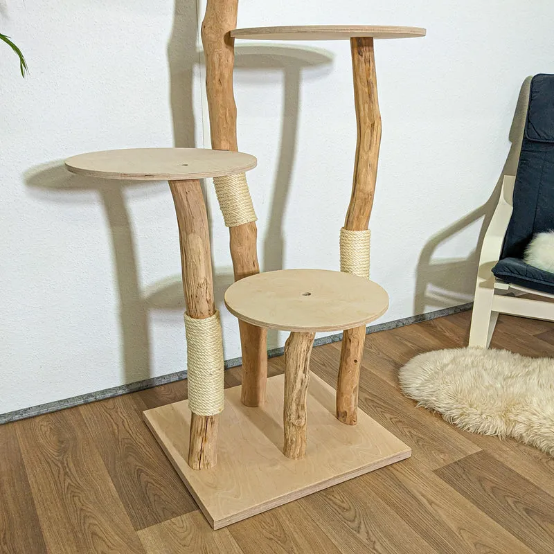Naturkratzbaum 4252 Kratzbaum Natur Holz Design 145 cm hoch Katzenbaum