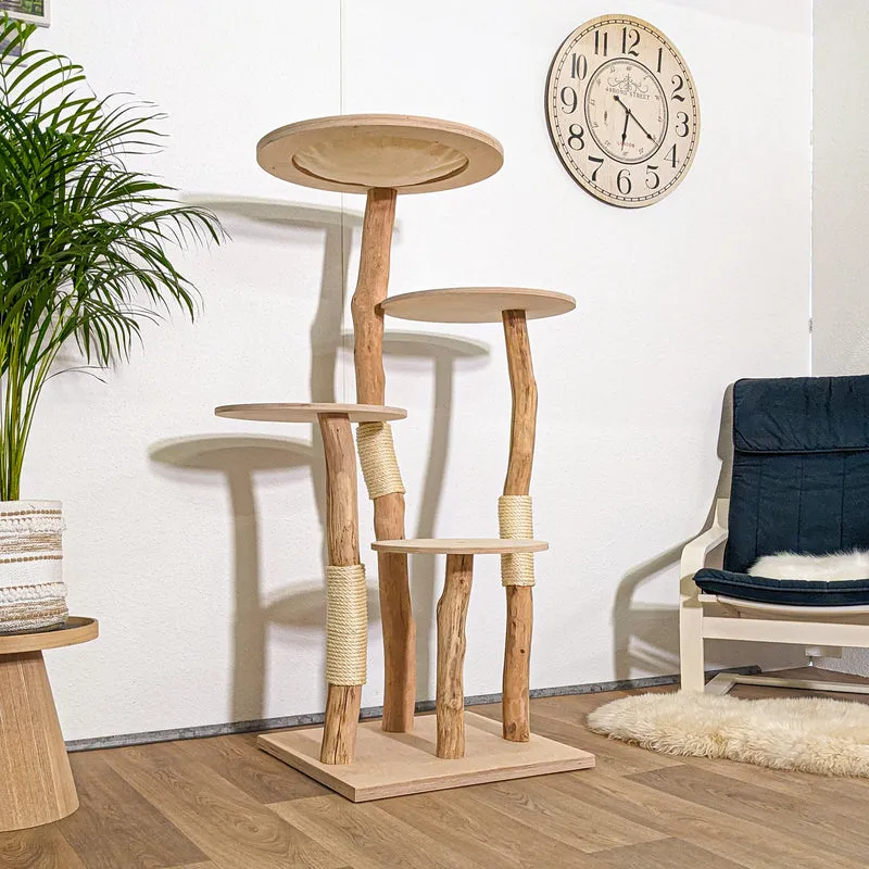 Naturkratzbaum 4252 Kratzbaum Natur Holz Design 145 cm hoch Katzenbaum