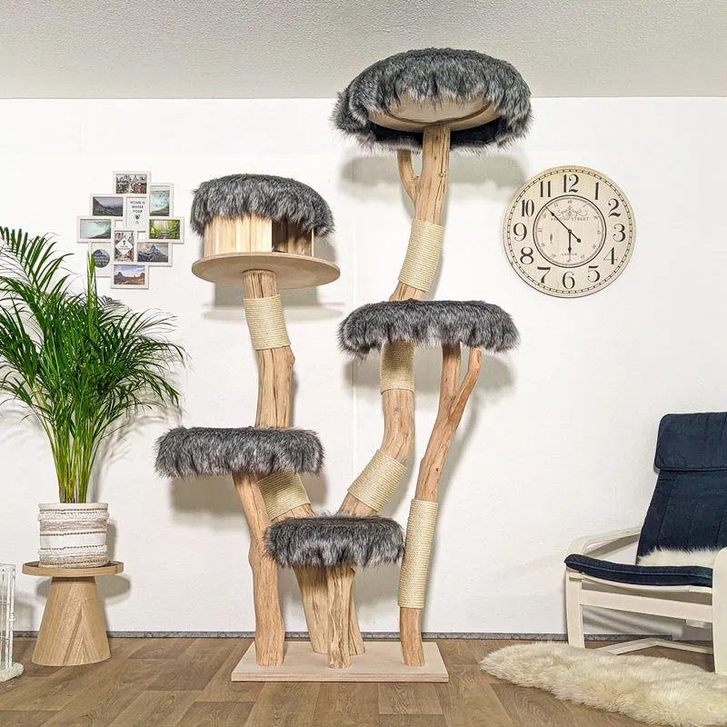 Naturkratzbaum 4227 Kratzbaum Natur Holz Design 215 cm hoch Katzenbaum