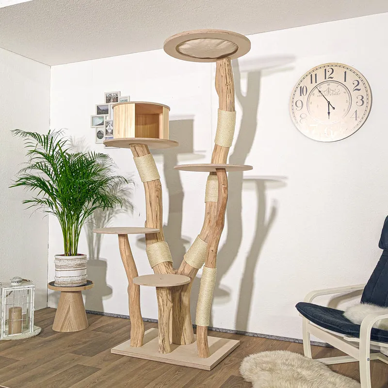 Naturkratzbaum 4227 Kratzbaum Natur Holz Design 215 cm hoch Katzenbaum