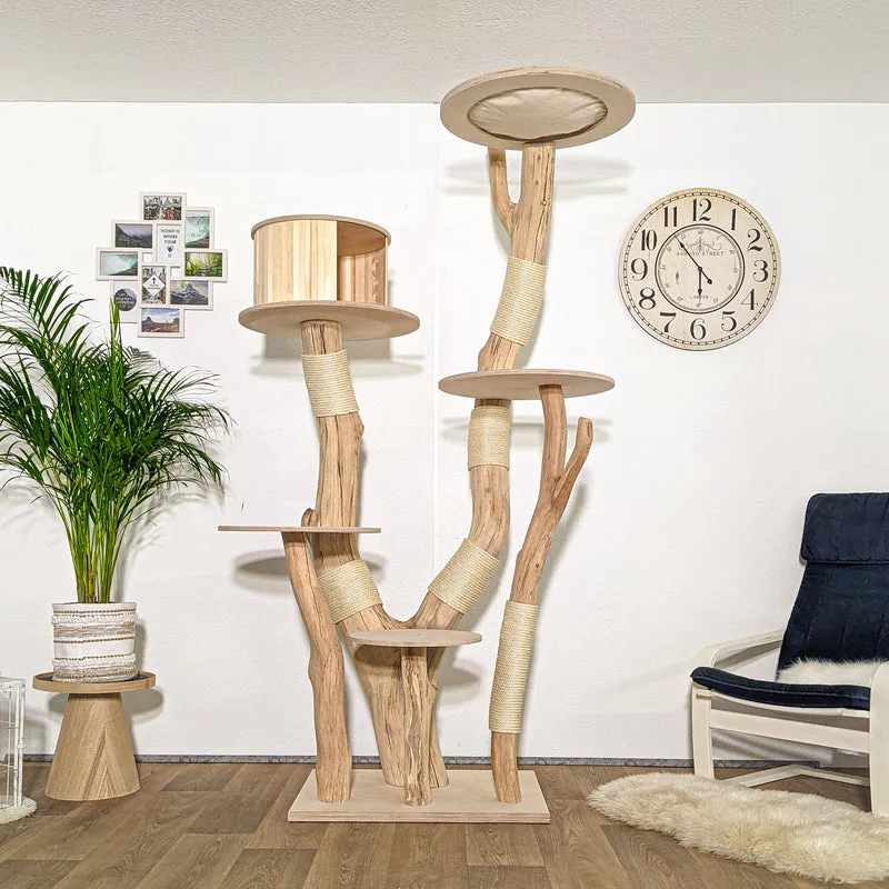 Naturkratzbaum 4227 Kratzbaum Natur Holz Design 215 cm hoch Katzenbaum