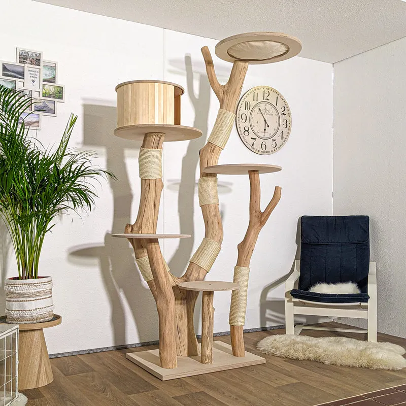 Naturkratzbaum 4227 Kratzbaum Natur Holz Design 215 cm hoch Katzenbaum
