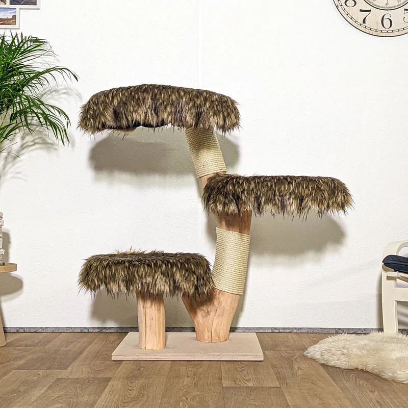 Naturkratzbaum 4216 Kratzbaum Natur Holz Design 110 cm hoch Katzenbaum