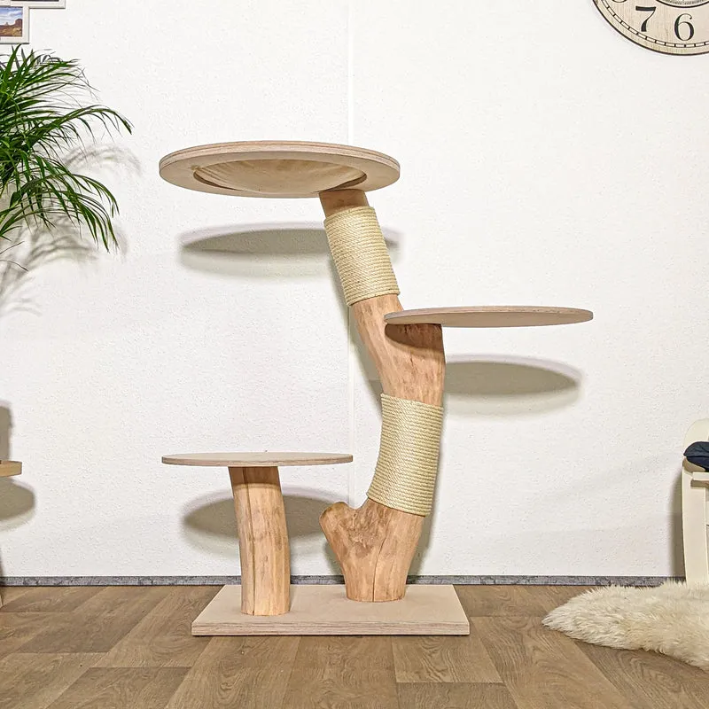 Naturkratzbaum 4216 Kratzbaum Natur Holz Design 110 cm hoch Katzenbaum