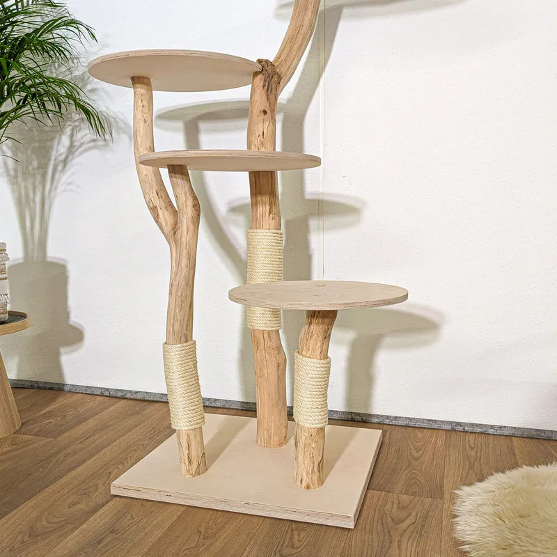 Naturkratzbaum 4210 Kratzbaum Natur Holz Design 125 cm hoch Katzenbaum