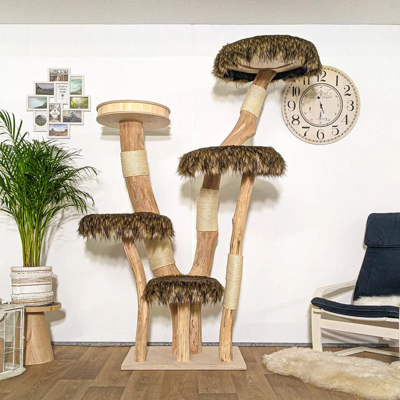 RESERVIERT + ÄNDERUNG Naturkratzbaum 4208 Kratzbaum Natur Holz Design 205 cm hoch Katzenbaum