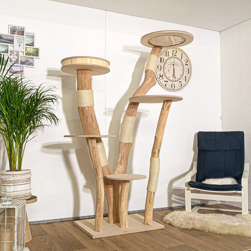 RESERVIERT + ÄNDERUNG Naturkratzbaum 4208 Kratzbaum Natur Holz Design 205 cm hoch Katzenbaum