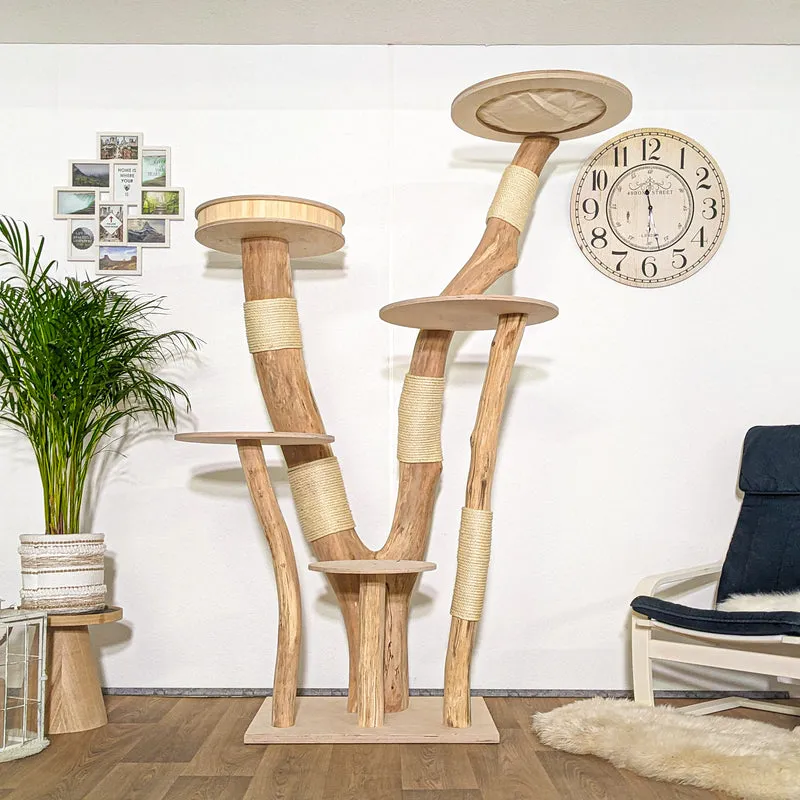 RESERVIERT + ÄNDERUNG Naturkratzbaum 4208 Kratzbaum Natur Holz Design 205 cm hoch Katzenbaum