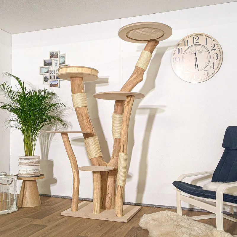 RESERVIERT + ÄNDERUNG Naturkratzbaum 4208 Kratzbaum Natur Holz Design 205 cm hoch Katzenbaum