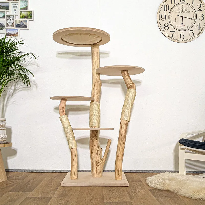 Naturkratzbaum 4206 Kratzbaum Natur Holz Design 145 cm hoch Katzenbaum