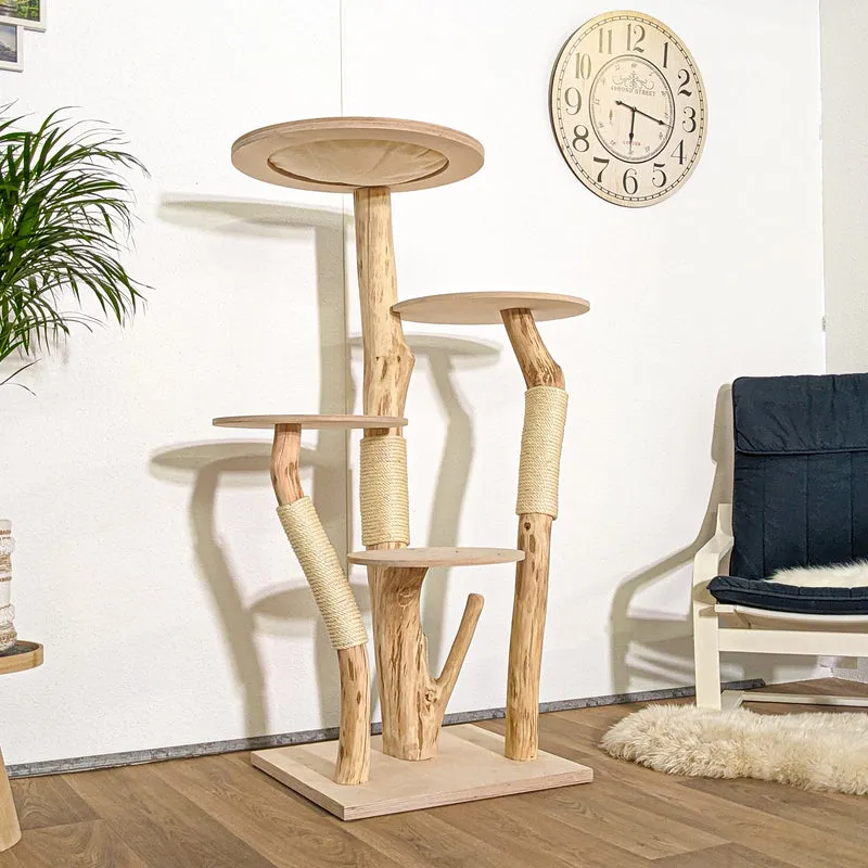Naturkratzbaum 4206 Kratzbaum Natur Holz Design 145 cm hoch Katzenbaum