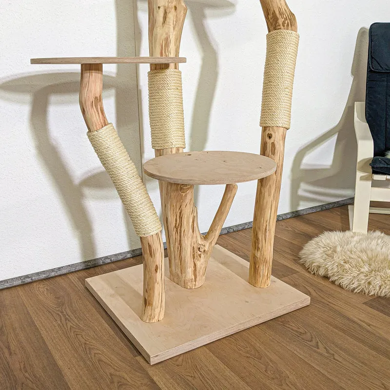 Naturkratzbaum 4206 Kratzbaum Natur Holz Design 145 cm hoch Katzenbaum
