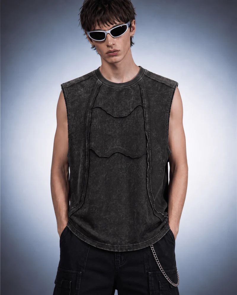 KIIKIO Retro Frayed Sleeveless Vest