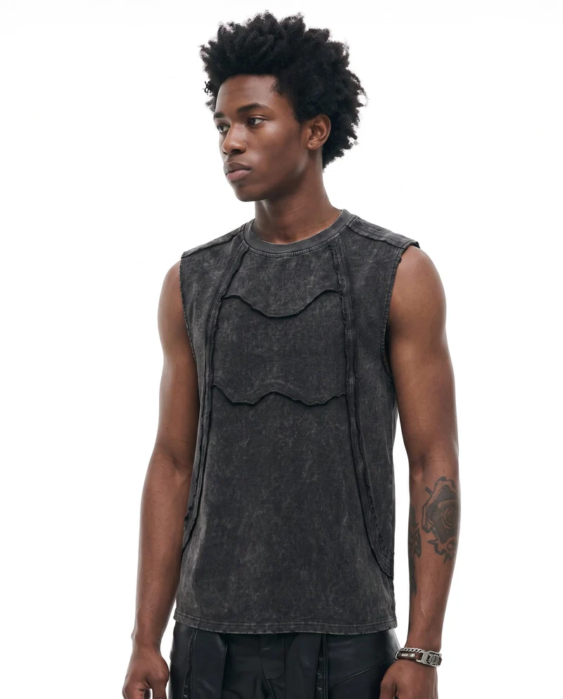 KIIKIO Retro Frayed Sleeveless Vest