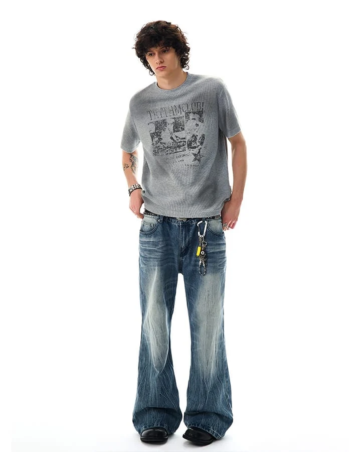 Waffle New Texture Vintage Washed Short T-Shirt