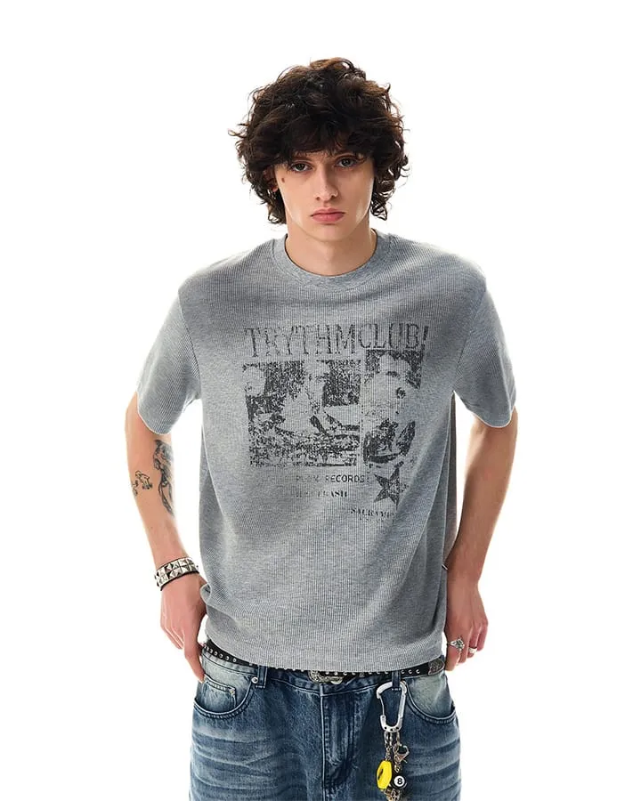Waffle New Texture Vintage Washed Short T-Shirt