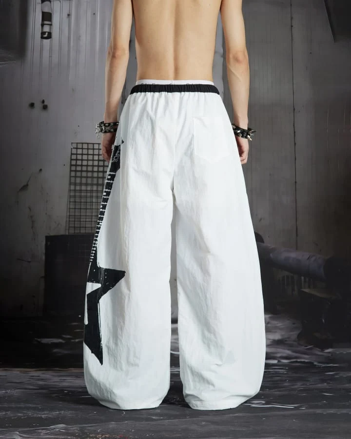 KIIKIO Sport Graphic Wide-Leg Track Pants