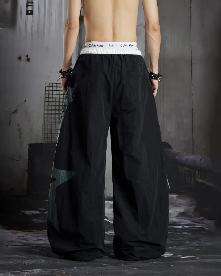 KIIKIO Sport Graphic Wide-Leg Track Pants
