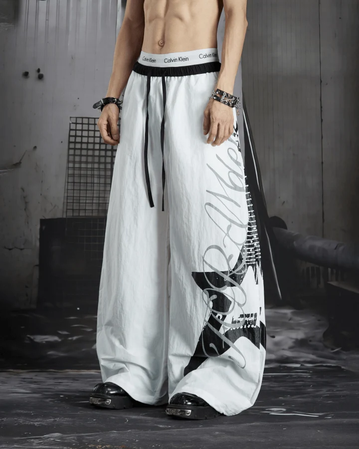 KIIKIO Sport Graphic Wide-Leg Track Pants