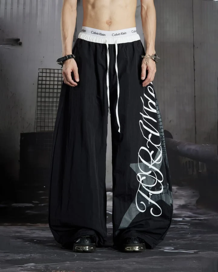 KIIKIO Sport Graphic Wide-Leg Track Pants