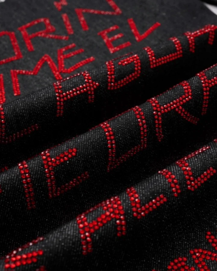 High Street Dark Style Graffiti Embroidered Jeans